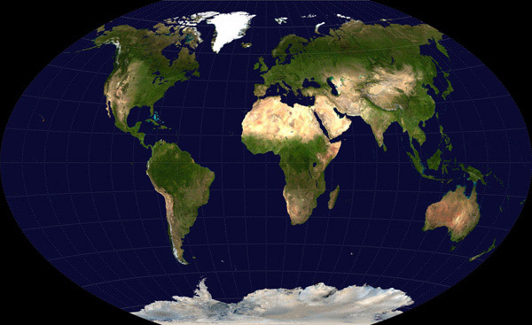 Detailed satellite map of the World.
