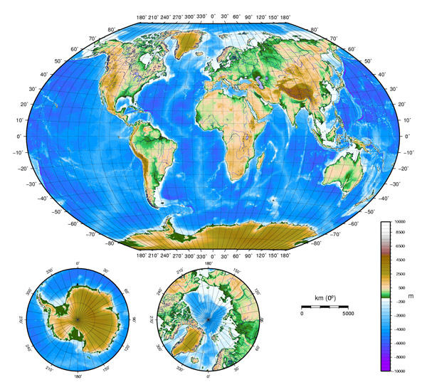 Large detailed physical map of the World. Large detailed physical World map Maps