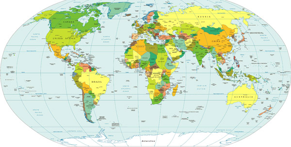 Large detailed political map of the World.