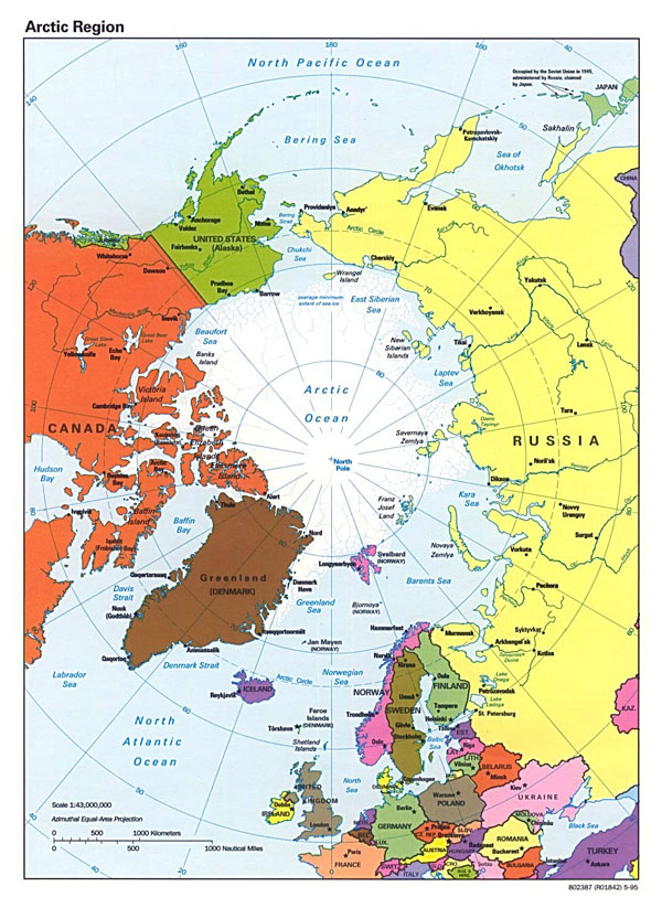 Detailed political map of Arctic Region - 1995.