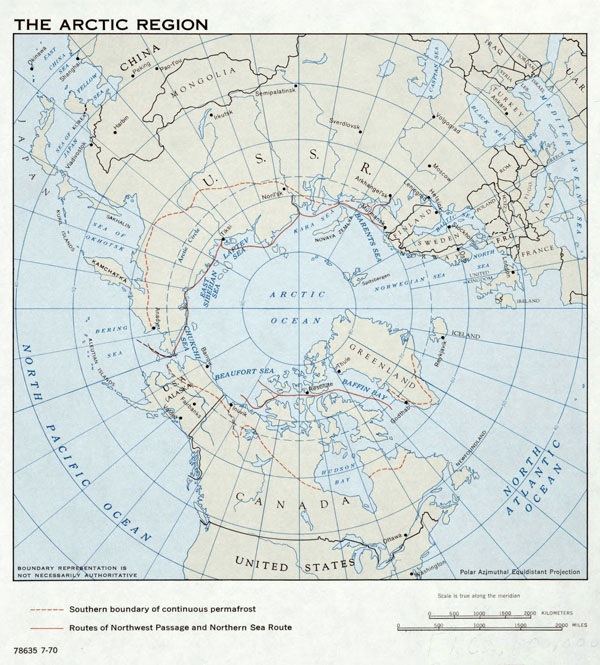 Large detailed map of Arctic Region - 1970.