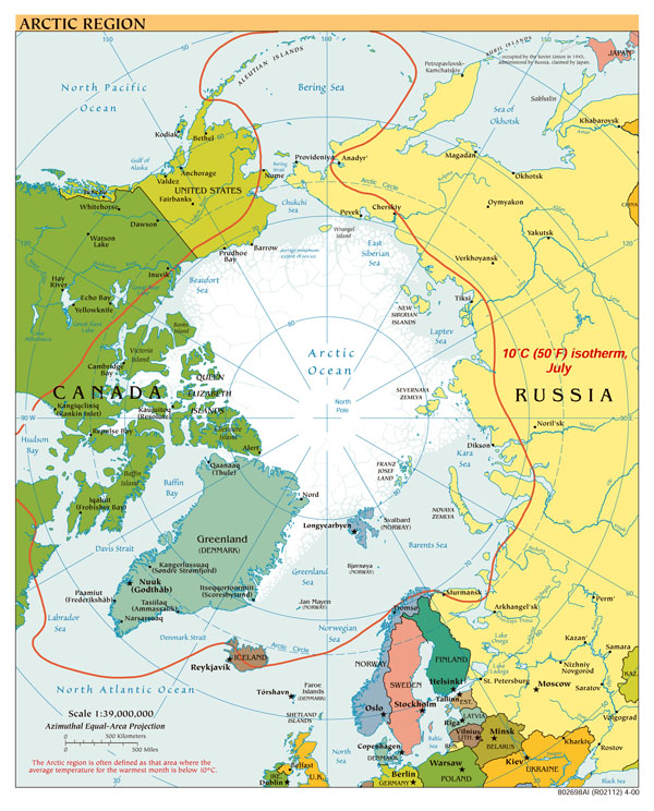 Large scale political map of Arctic Region - 2000.