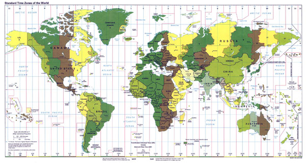 Large map of Time Zones of the World - 1998.
