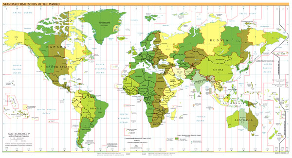 Large scale map of Standart Time Zones of the World - 2001.