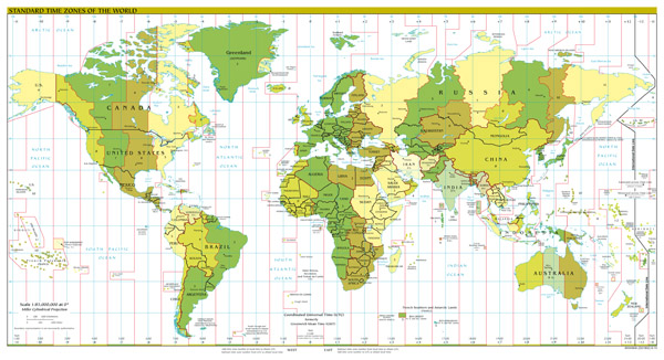 Large scale map of Time Zones of the World - 2010.