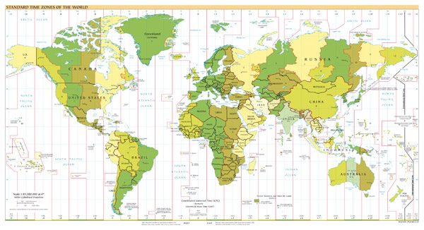 Large scale Standart Time Zones map of the World - 2007.