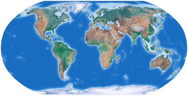 World large detailed relief map.