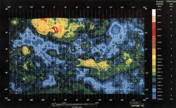 Large detailed topographic map of Venus - 1981.